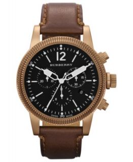 Burberry Watch, Swiss Chronograph Brown Leather Strap 42mm BU7814