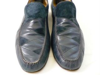 Bruno Magli Mens MENA Navy Leather+Suede Dress Loafers Size11M #12340