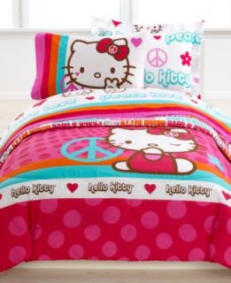 Hello Kitty Bedding, Peace Kitty Reversible Mini Comforter Sets   Bed
