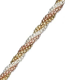 Giani Bernini Tri Tone Bracelet, 7 1/2 Twisted Popcorn Chain