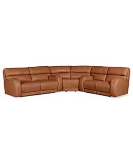 Damon Leather Reclining Sectional Sofa, 3 Piece Power Recliner (Sofa