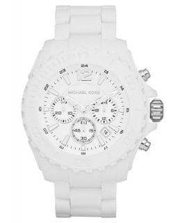 Michael Kors Watch, Chronograph Drake White Silicone Strap 48mm MK8259