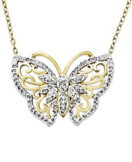 Kaleidoscope 18k Gold Over Sterling Silver Necklace, White Crystal