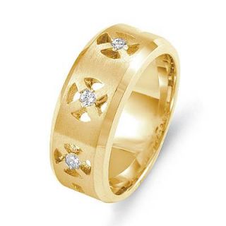 3ct Mens 3 Stone F Round Diamond Wedding Band Rings 14k Gold Yellow