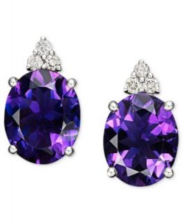 14k White Gold Earrings, Amethyst (4 3/8 ct. t.w.) and Diamond Accent