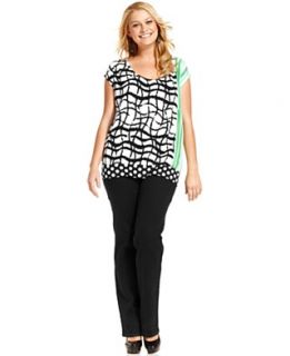 Style&co. Plus Size Short Sleeve Printed Top & Straight Leg Jeans