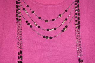 Plus Size 3X Sweater with Attached Inset Bead Detail Merlot