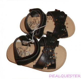 New Toddler Baby Girls Ellemenno Brown Butterfly Velcro Sandals Size 5