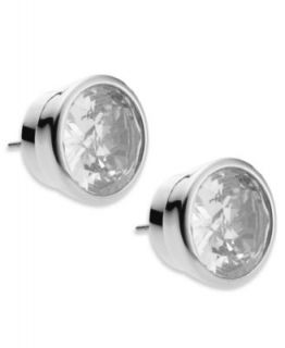 Michael Kors Earrings, Gold Tone Bezel Set Clear Crystal Stud Earrings