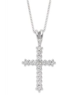 Diamond Necklace, 14k White Gold Cross Diamond Pendant (1/8 ct. t.w