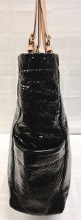 Michael Kors E w Jet Set Python Embossed Black Leather Tote Handbag