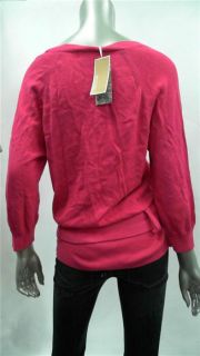 Michael Kors Misses Womens Knit V Neck Sweater Sz M Electric Pink