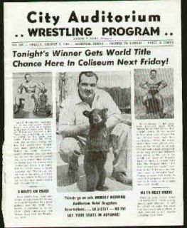 Wrestling Program 1956 Houston Whipper Watson Rogers