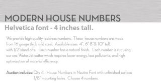 Modern House Numbers Helvetica Mild Steel 4 Set of 4