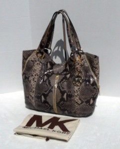 428 Michael Kors Moxley Medium Python Embossed Leather Shoulder Tote