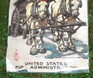 Authentic Original World War I Poster Order Coal Now US Fuel Joseph