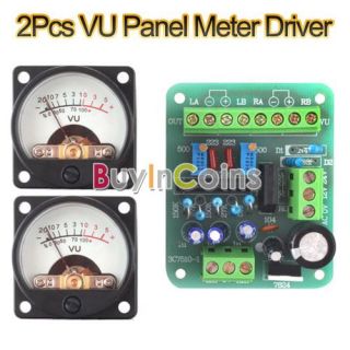2Pcs VU Panel Meter Warm Back Light + VU Driver PCB Board Stereo For