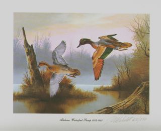 alabama print green winged teal signed by artist joe michelet