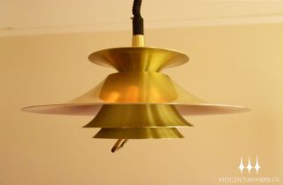Retractable Danish Modern Mid Century Brass UFO Saucer Lamp Eames