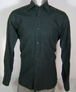 Gucci Black Linen Mens Dress Casual Shirt Sz 41 16 Italy Button Front