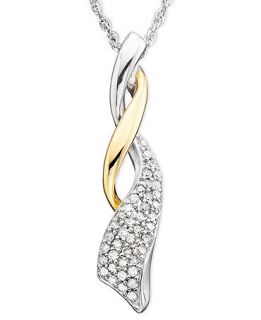 14k Gold & Sterling Silver Diamond Pendant (1/5 ct. t.w.)   Necklaces