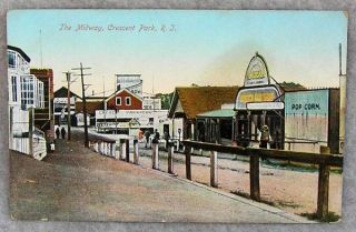 The Midway Crescent Amusement Park RI PC C 1910 `