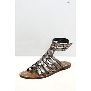 EDELMAN Womens Pewter Silver Gladiator Strappy GRECO Sandals Shoes 7.5