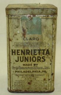 Henrietta Juniors Cigar Tin Very Mild Cigars Otto Eisenlohr & Bros