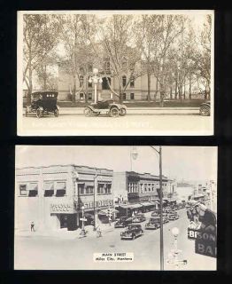 Miles City Mt. Court House Main Street Shops 2 Real Photo Postcards