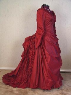 Victorian Mina Harker Red Bustle Dress Gown Dracula