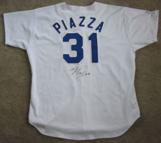 Mike Piazza Dodgers Hand Signed Russell Athletic Home Jersey Sz 52 No