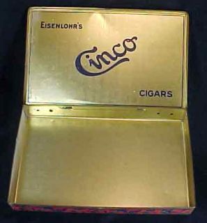 Vintage Eisenlohrs Cinco Cigar Tin Londres Size Mild