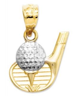 14k Gold and Sterling Silver Charm, Golf Bag and Clubs Charm