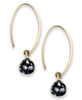 14k Gold Earrings, Black Diamond Teardrop Hook Earrings (2 ct. t.w.)