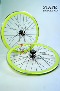 State Bicycle 700c Fixed Gear Wheel Set Deep V Yellow