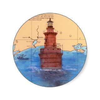 Sabine Bank Lighthouse Texas Nautical Chart Art Sticker