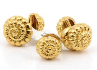 David Webb 18K Gold Authentic Vintage Cufflinks Sea Shell Tie Pin