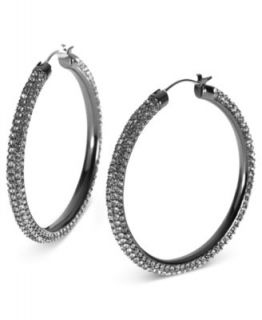 Michael Kors Earrings, Silver tone Buckle Hoop Earrings   Fashion
