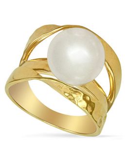 Majorica Pearl Ring, 18k Gold over Sterling Silver Organic Man Made