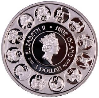 Niue 2011 1$ A Mucha Zodiac 28 28g Leo Silver Coin