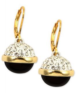 Anne Klein Earrings, Gold tone Jet Crystal Drop Earrings