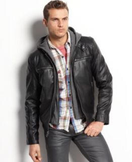 Volcom Jacket, Faux Leather Hooded Jacket   Mens Coats & Jackets
