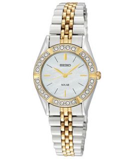 Seiko Watch, Womens Solar Two Tone Stainless Steel Bracelet 25mm