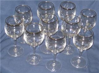 Lenox Crystal Large Wine Glass w Silver Trim Set of 10 7 Tall