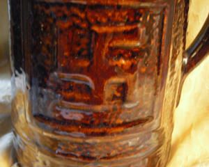 Vintage Nelson McCoy Salt Glaze Mahogany Stoneware The Swastika