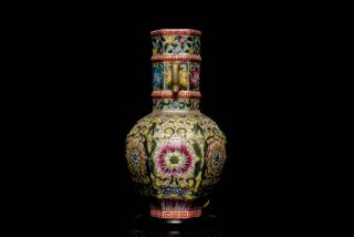 Antique RARE China Famille Rose 18th C Porcelain Vase Signed L173