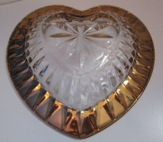 Heart Shaped Glass Candy Serving Dish Mikasa Desire Gold Gold Trim