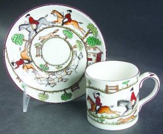 Crown Staffordshire Hunting Scene Cup Saucer 7111564