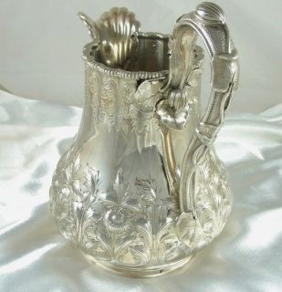 Important RARE Grosjean Woodward Tiffany Co Coin Silver Water Pitcher