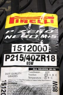 New 215 40 R18 85W Pirelli P Zero Nero M s Tire 1512000
